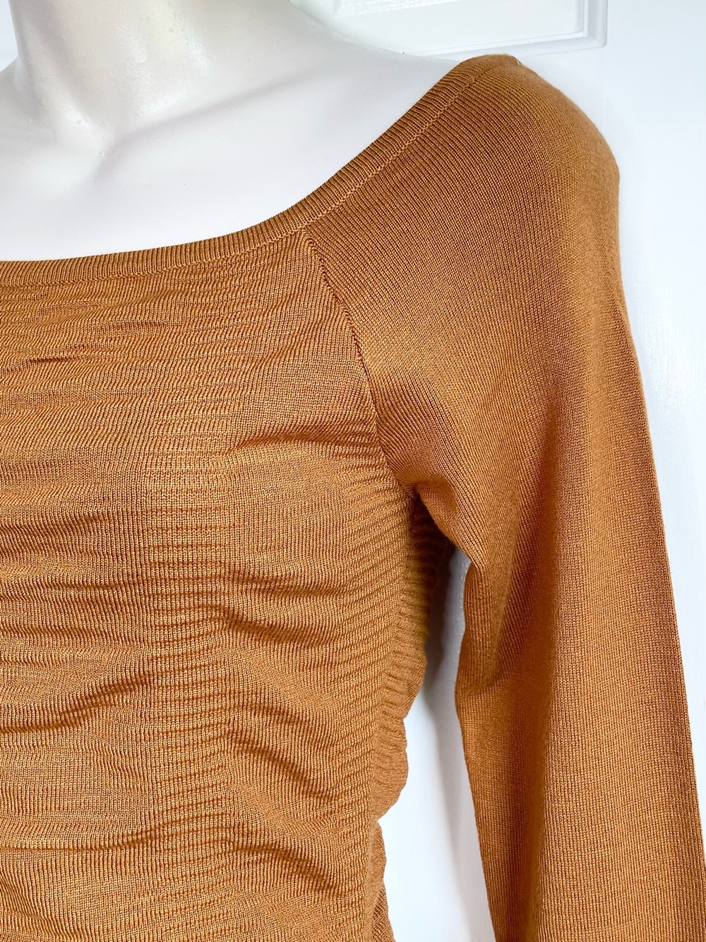 M, L, XL Long Sleeve Ruched Bodycon Dress in Rust - Picture 4 of 8